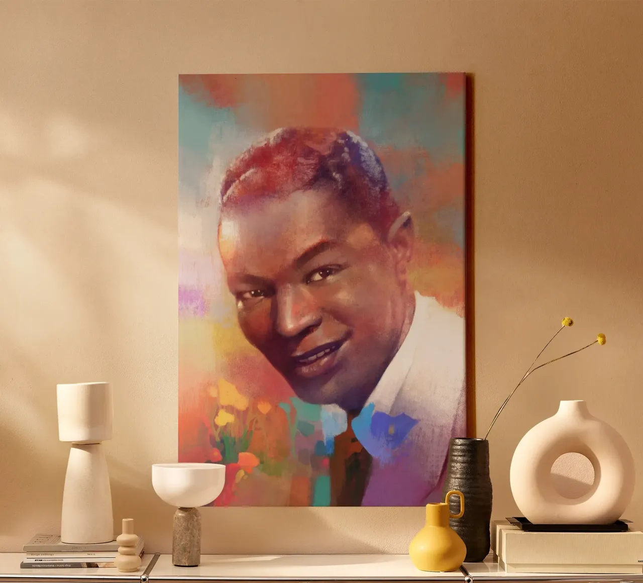 Nat King Cole - Smooth Charm canvas with Floater frame by Artascy Art