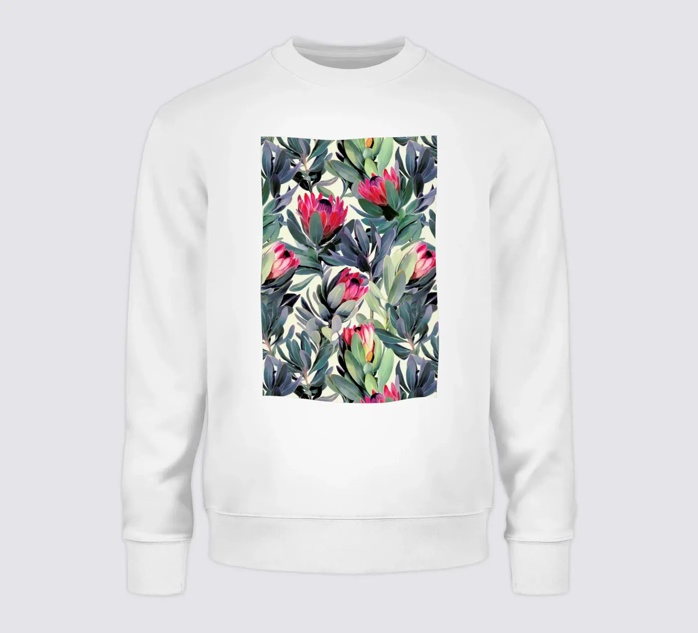 Painted Protea Pattern sweatshirt by Micklyn Le Feuvre