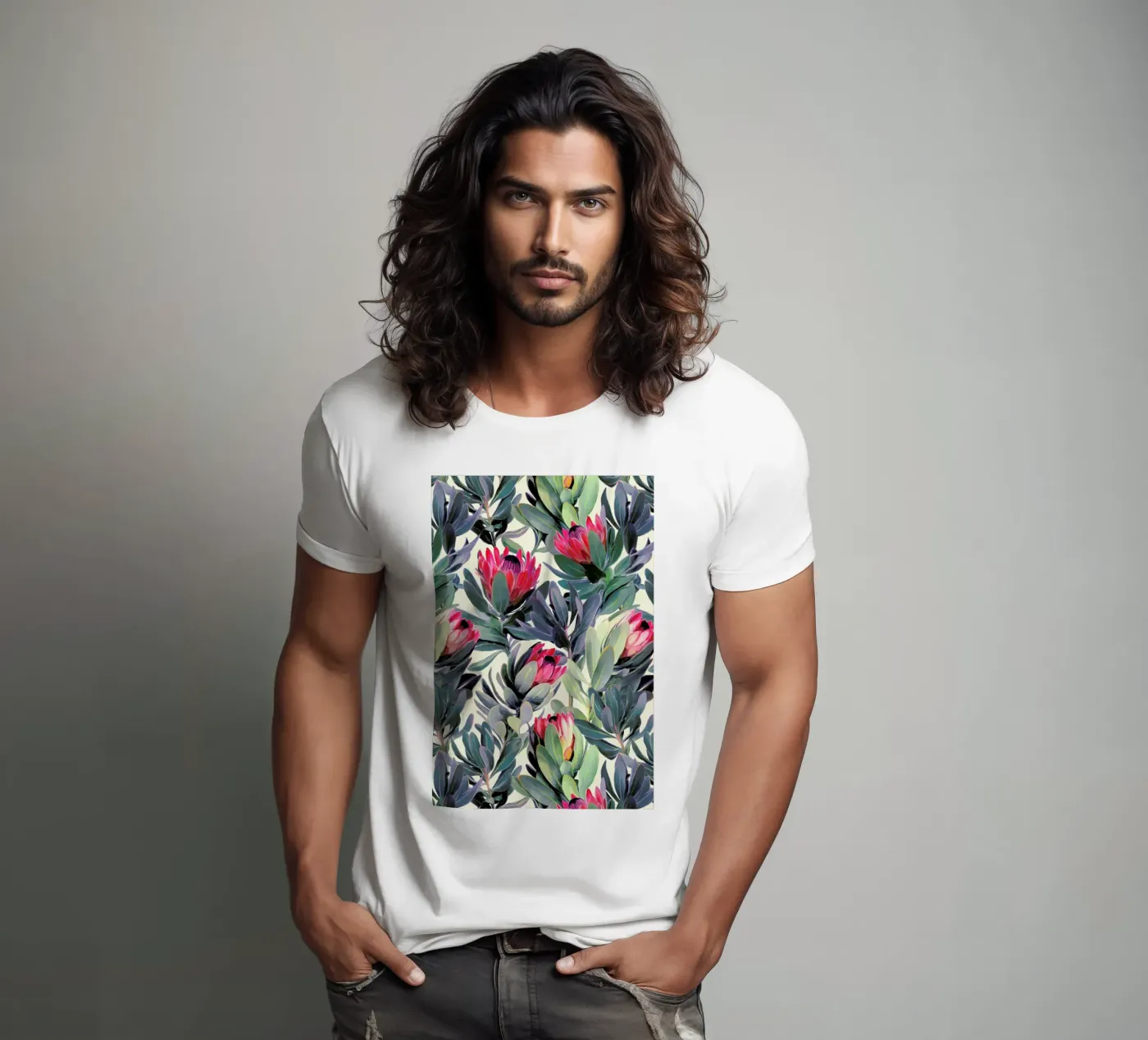 Painted Protea Pattern t-shirt da Micklyn Le Feuvre