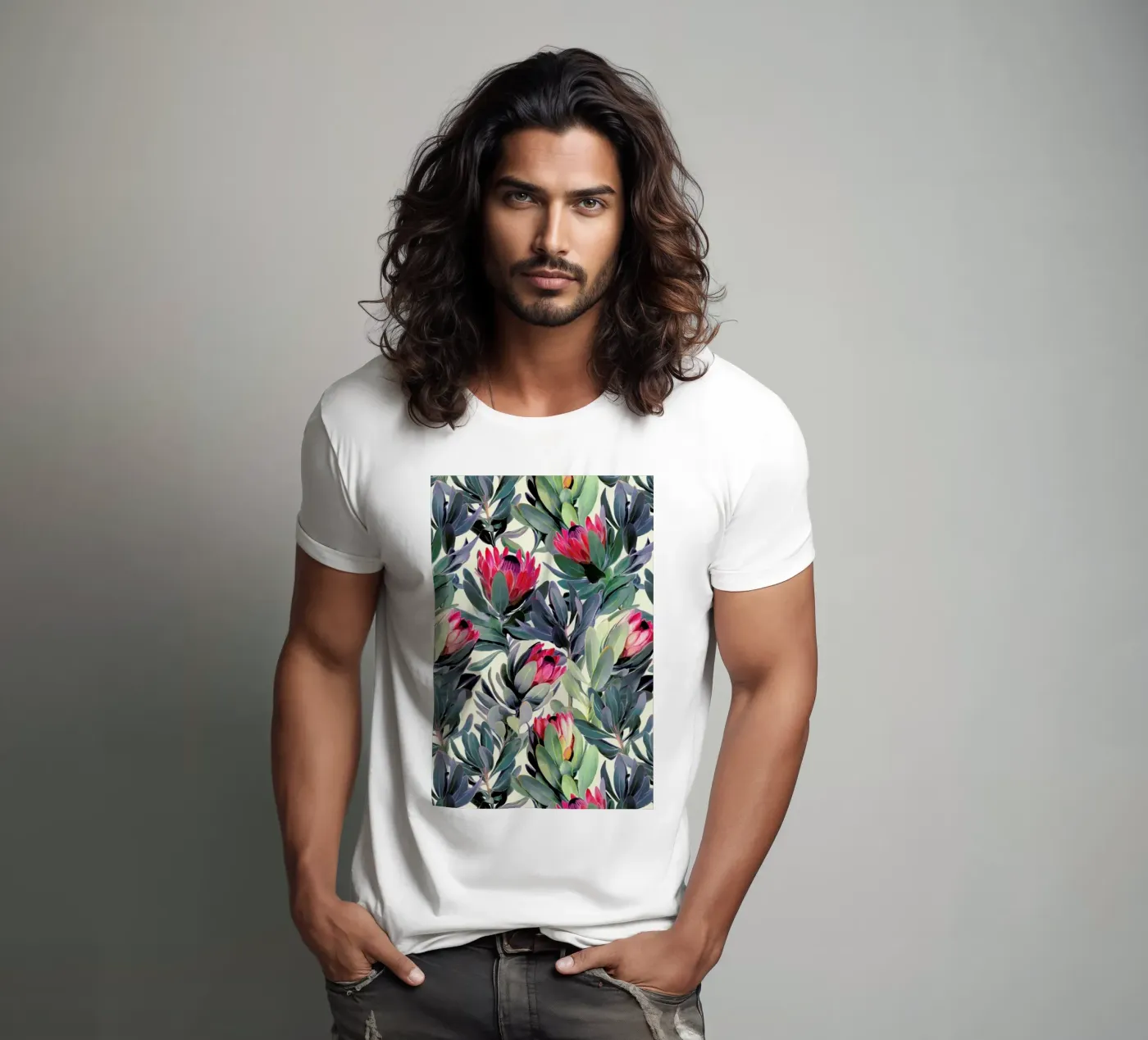 Painted Protea Pattern t-shirt da Micklyn Le Feuvre