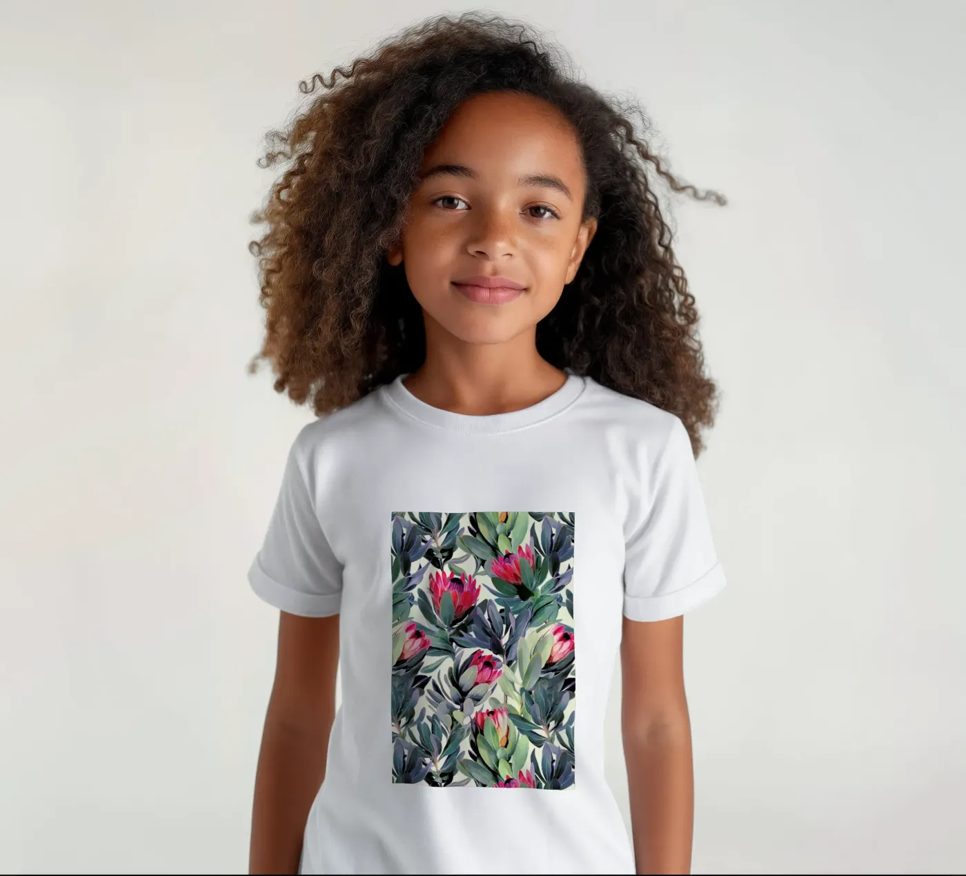 Painted Protea Pattern Kinder T-Shirt von Micklyn Le Feuvre