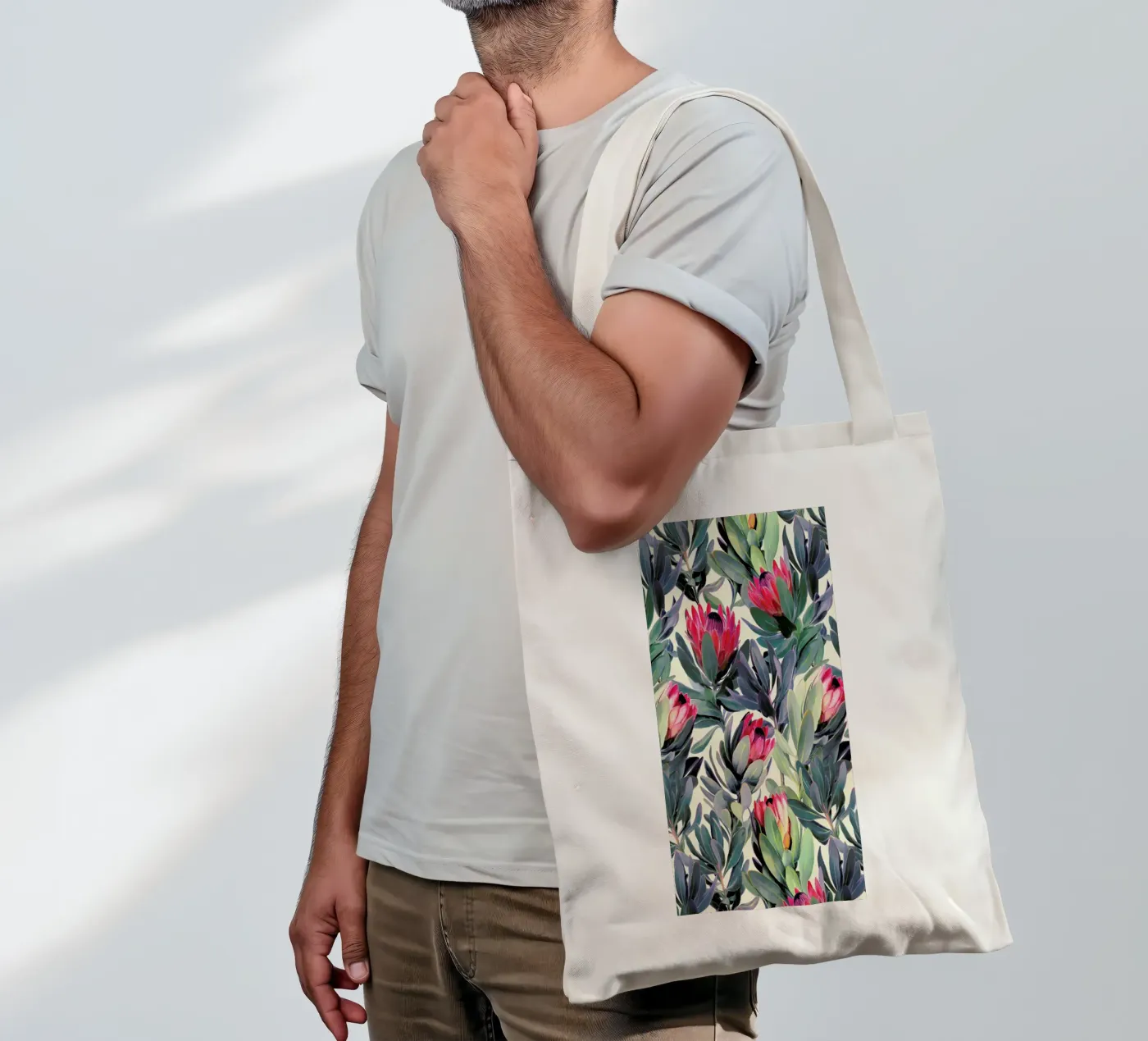 Painted Protea Pattern tote bag by Micklyn Le Feuvre