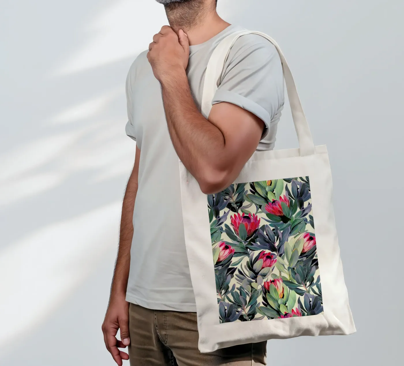 Painted Protea Pattern tote bag by Micklyn Le Feuvre