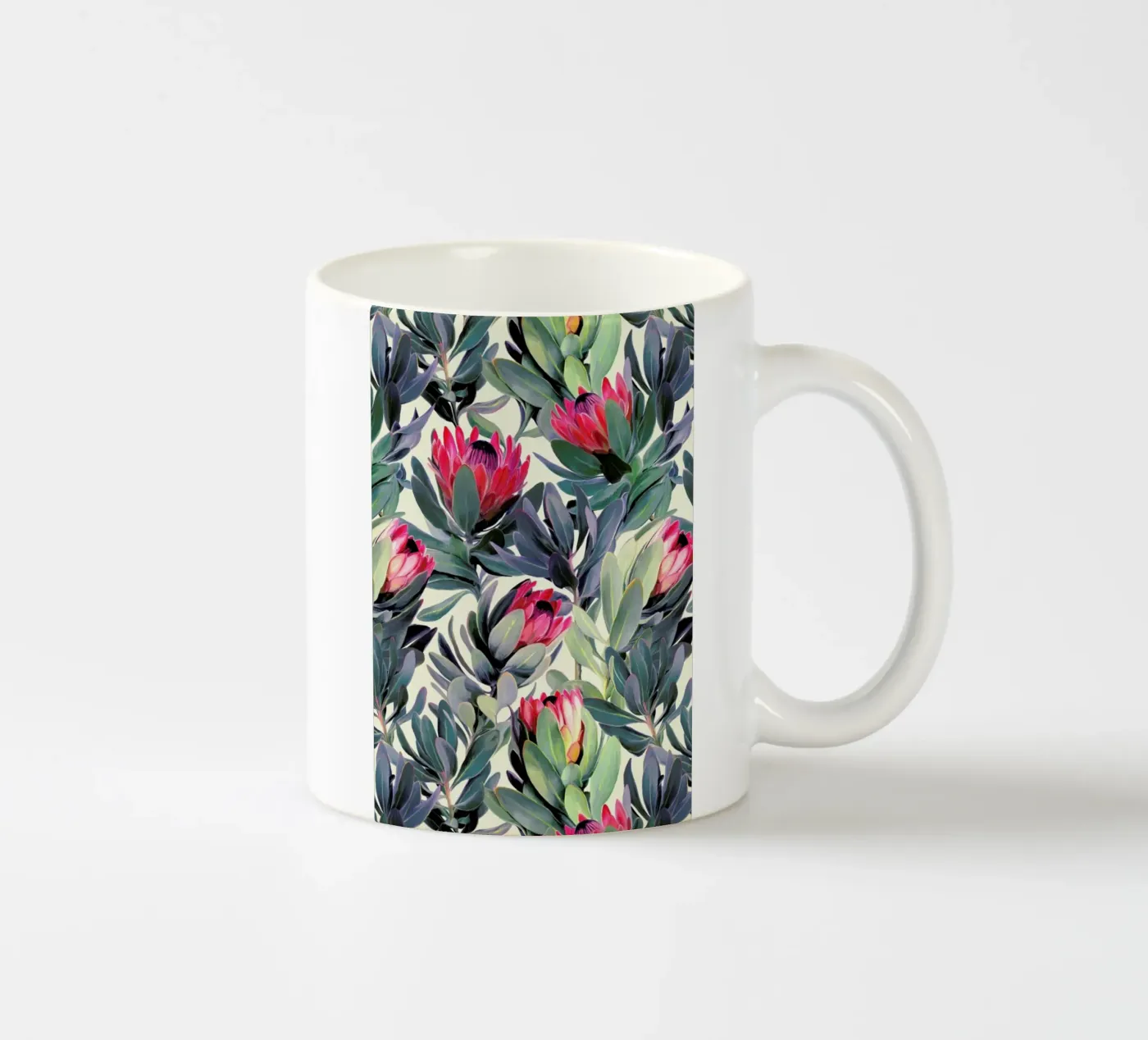 Painted Protea Pattern ceramic mug by Micklyn Le Feuvre