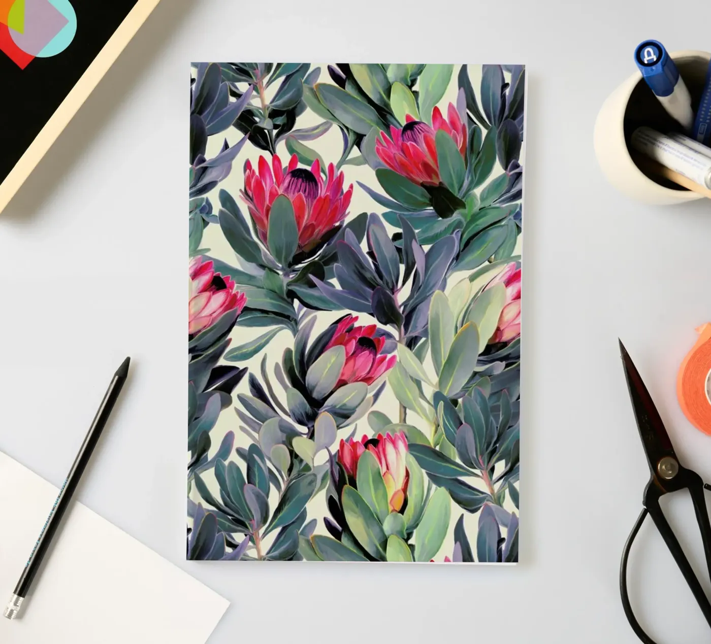 Painted Protea Pattern notitieboek van Micklyn Le Feuvre
