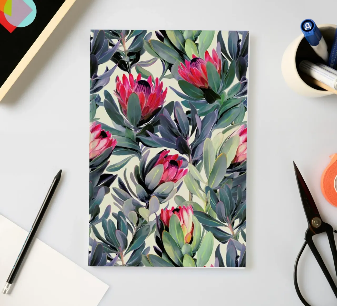 Painted Protea Pattern notebook by Micklyn Le Feuvre