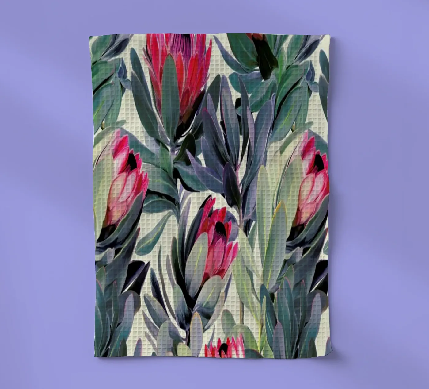 Painted Protea Pattern theedoek van Micklyn Le Feuvre