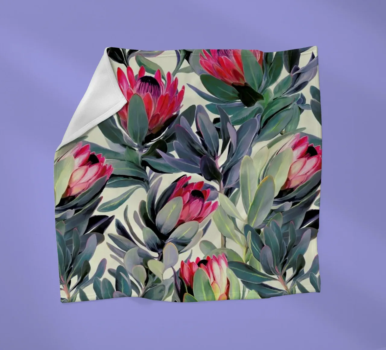 Painted Protea Pattern fleecedeken van Micklyn Le Feuvre