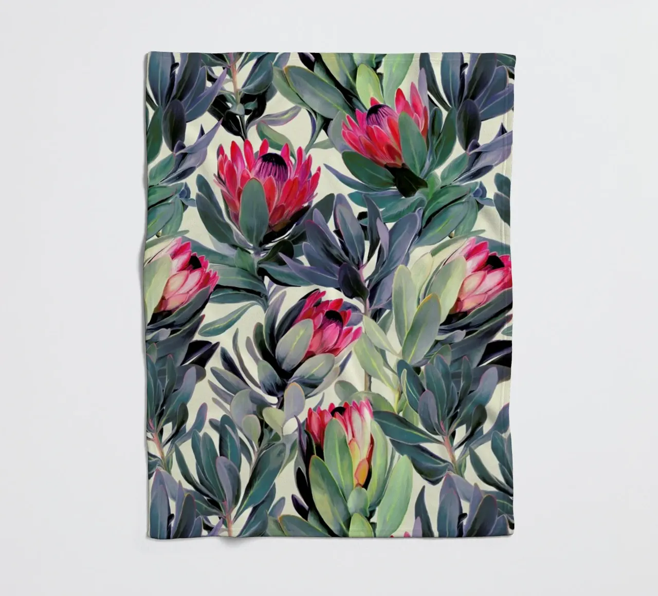 Painted Protea Pattern fleecedeken van Micklyn Le Feuvre