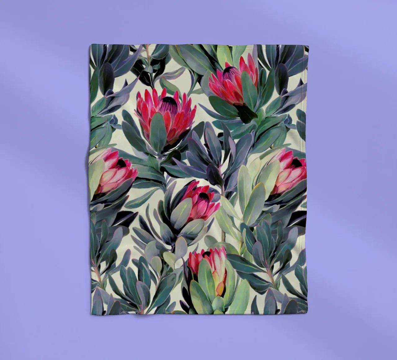 Painted Protea Pattern fleecedeken van Micklyn Le Feuvre