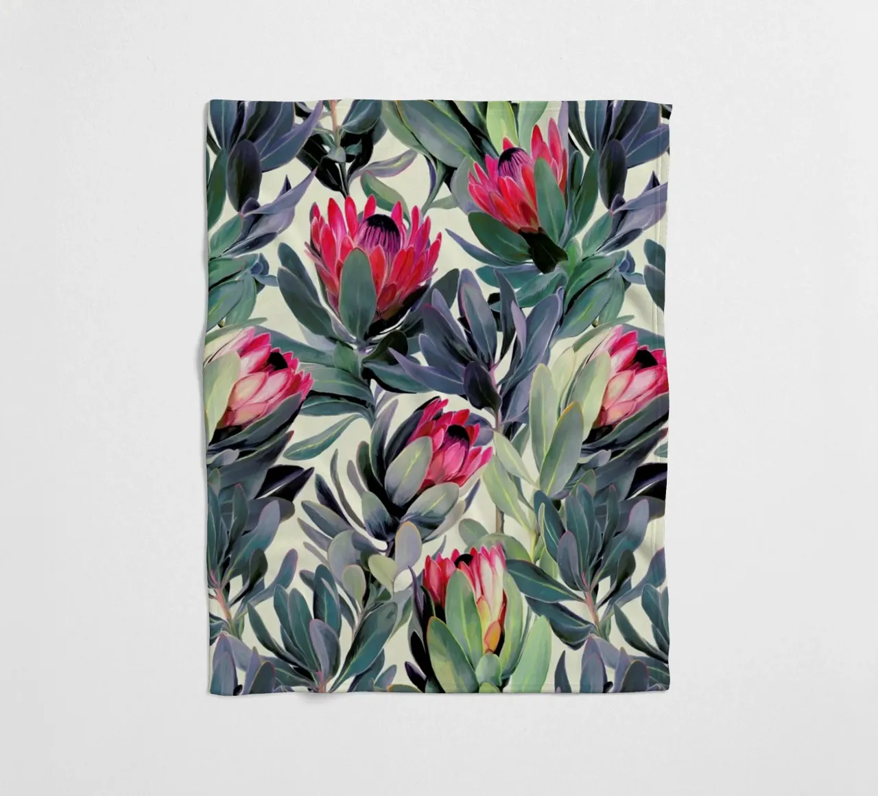 Painted Protea Pattern fleecedeken van Micklyn Le Feuvre