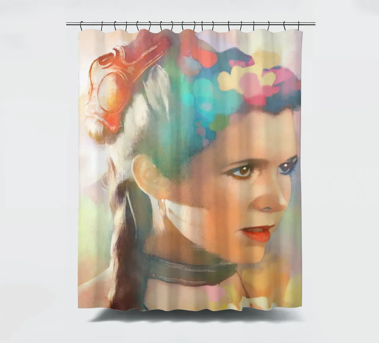 Carrie Fisher - Fierce Resilience shower curtain by Artascy Art