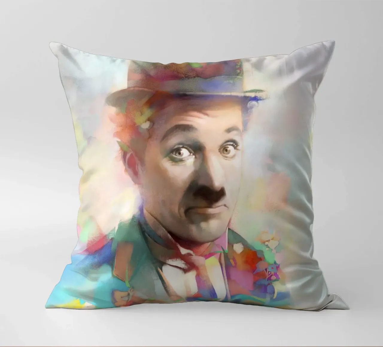 Charlie Chaplin - Melancholy Genius decorative cushion by Artascy Art