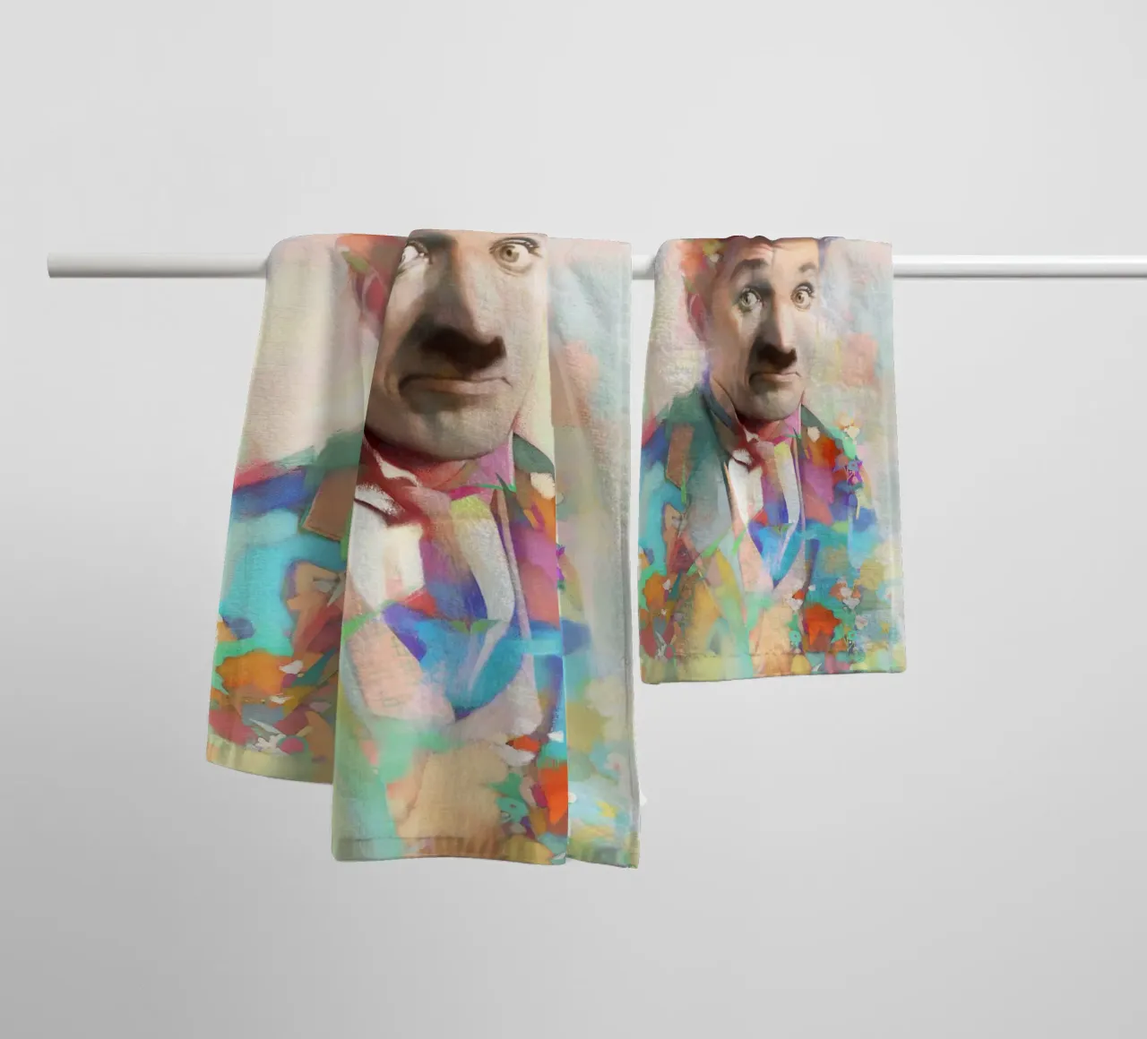 Charlie Chaplin - Weemoedig Genie badhanddoek van Artascy Art