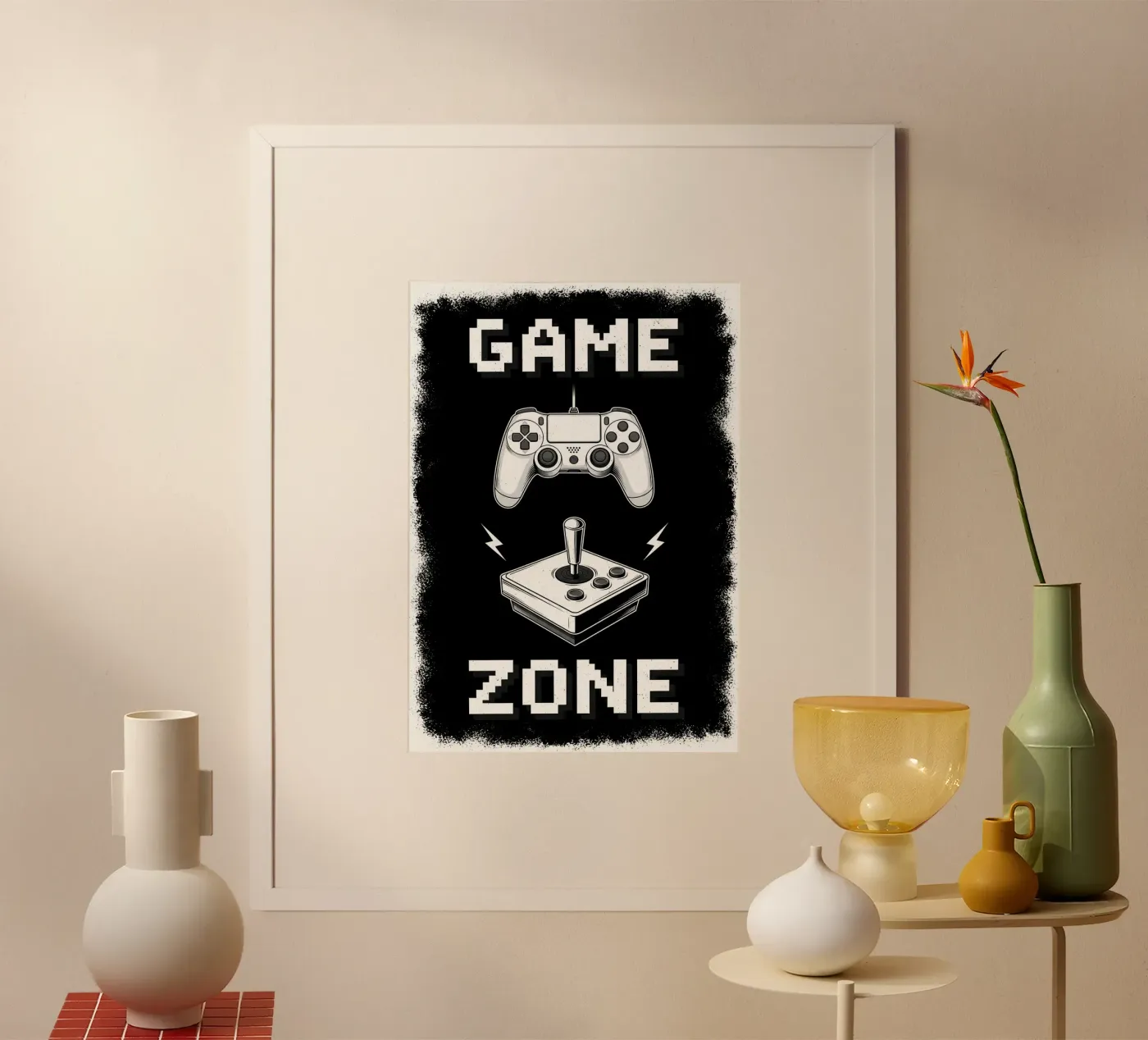 Area giochi — Controller e joystick poster da gamer only