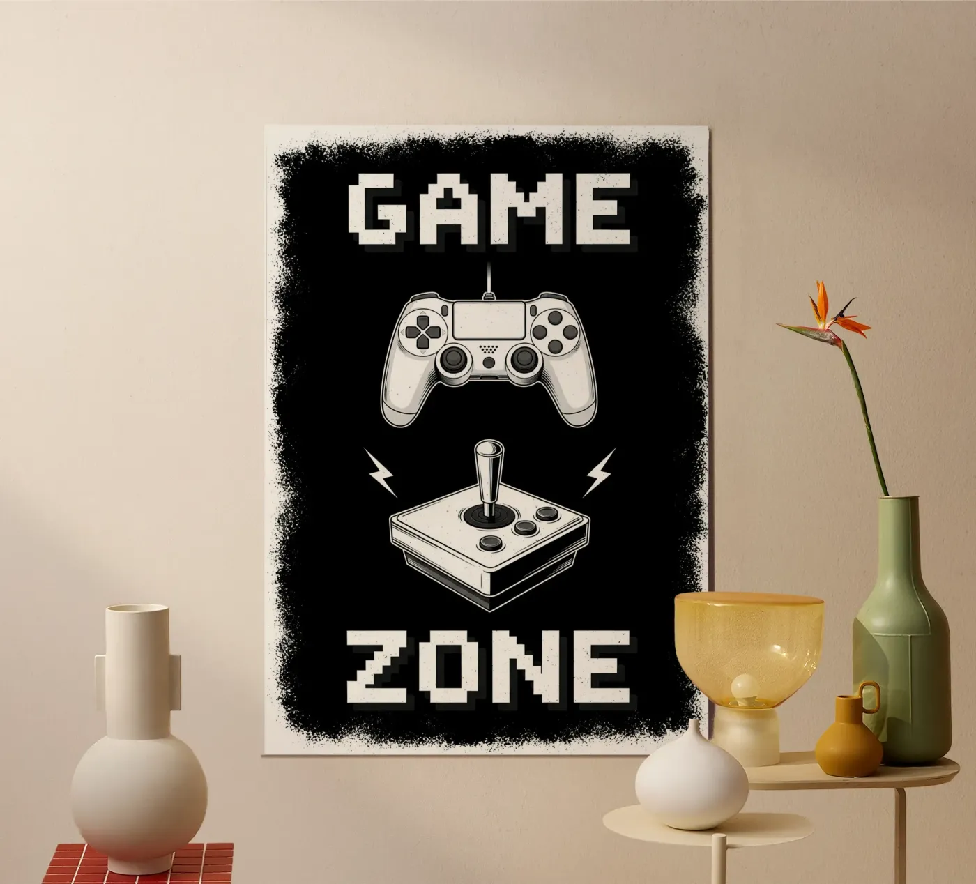 Area giochi — Controller e joystick poster da gamer only