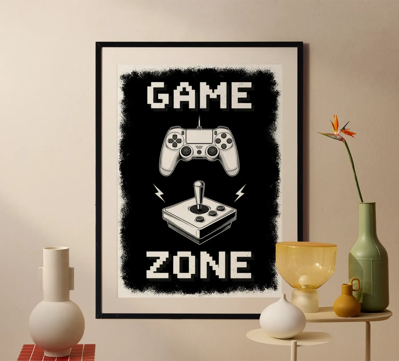 Area giochi — Controller e joystick poster da gamer only