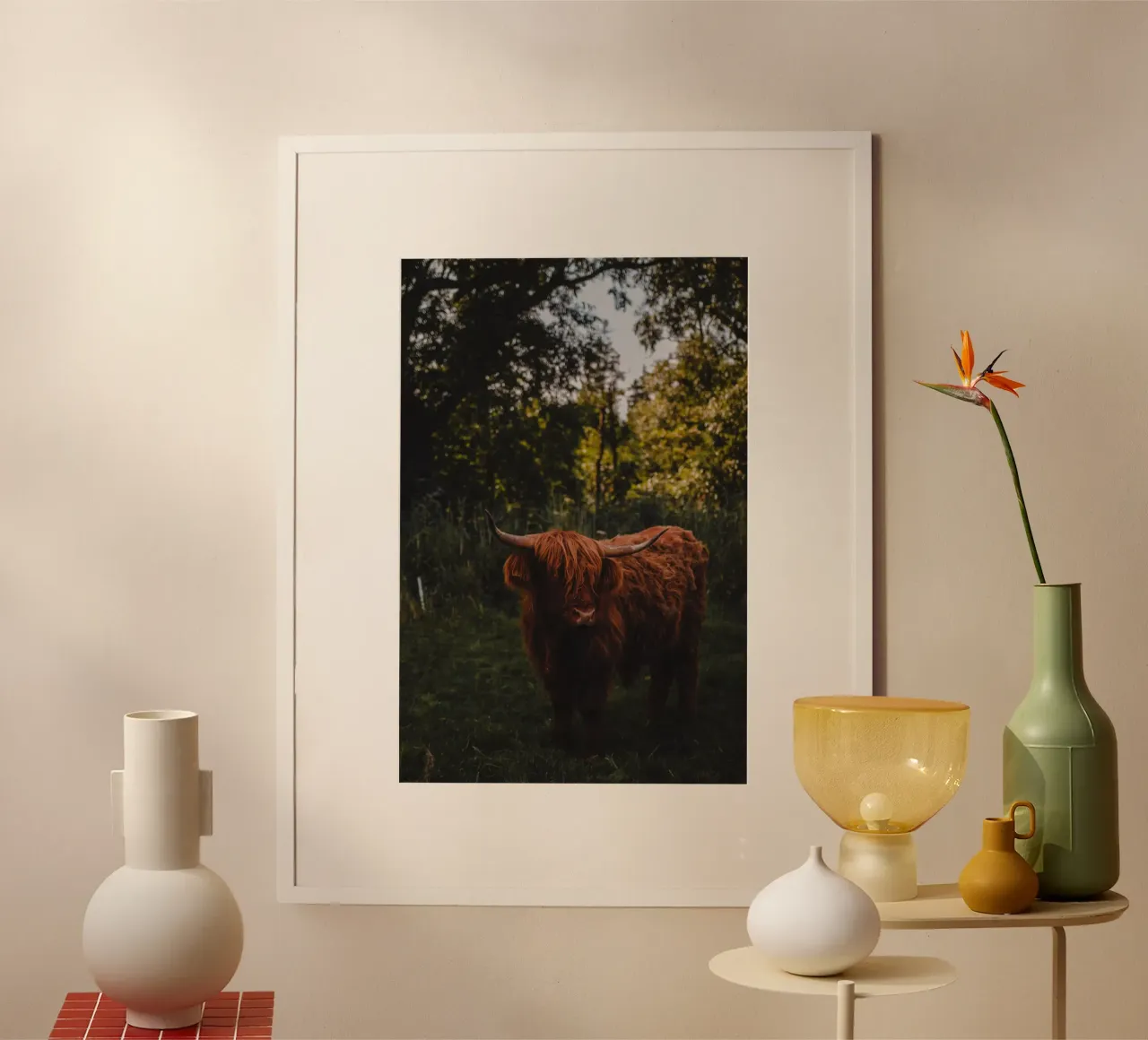 Ochse Moritz - Hochlandrind 🐮 poster con telaio in legno da Sibbershusum
