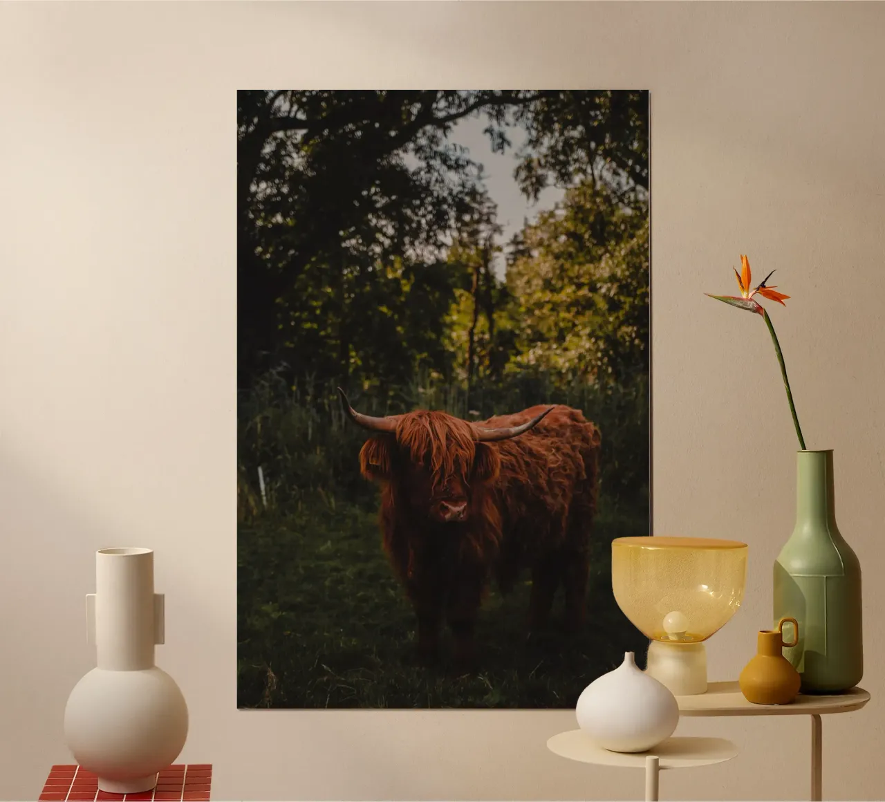 Ochse Moritz - Hochlandrind 🐮 poster con telaio in legno da Sibbershusum