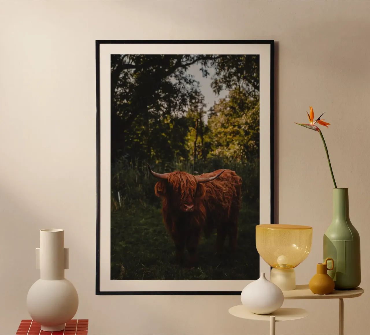 Ochse Moritz - Hochlandrind 🐮 poster con telaio in legno da Sibbershusum
