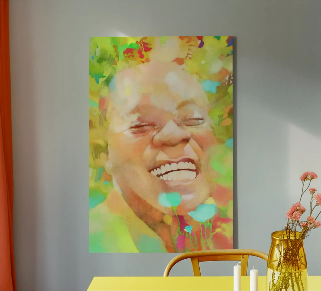 Louis Armstrong - Vreugdevolle vernieuwer canvas met Baklijst van Artascy Art