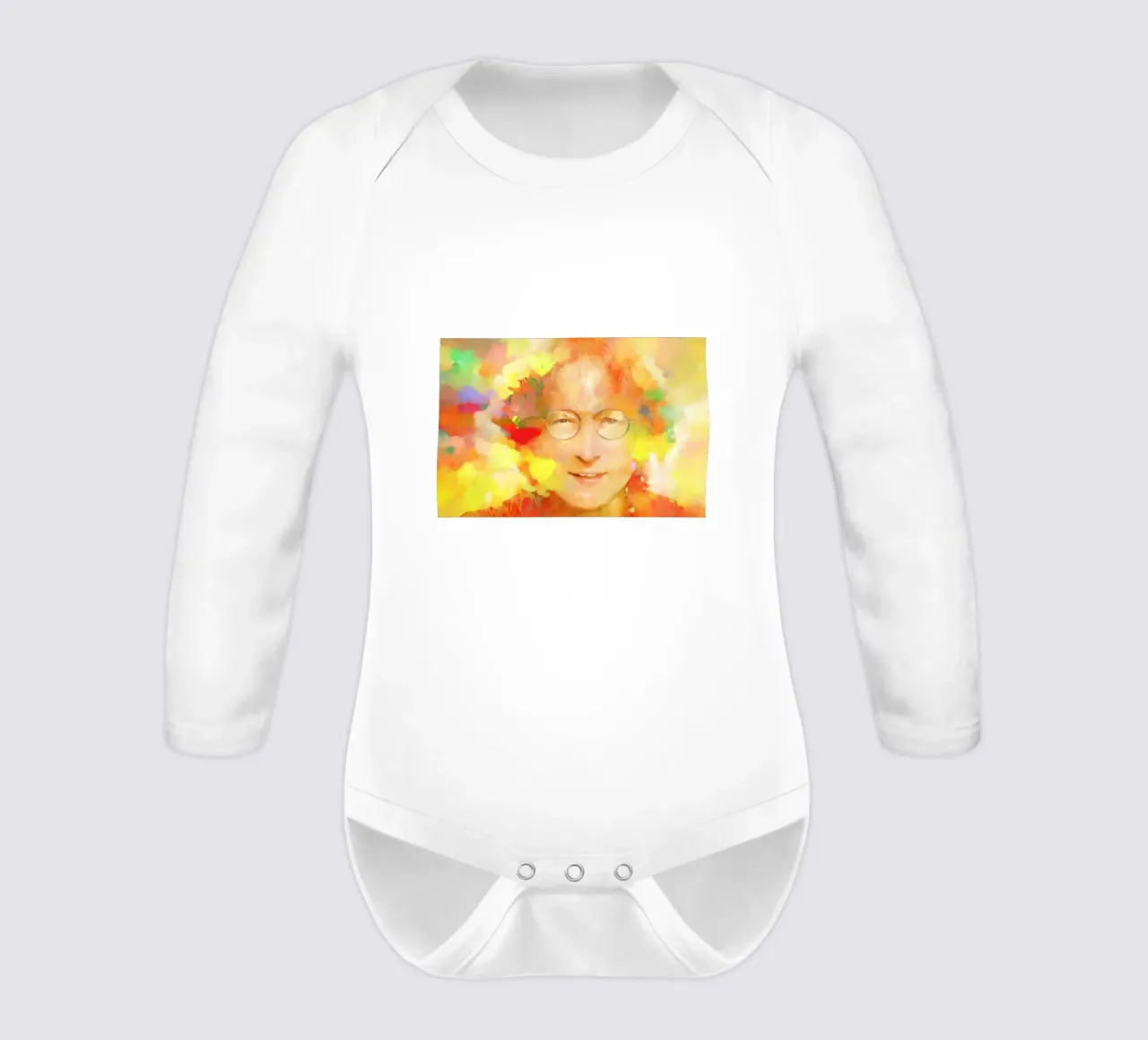 John Lennon - Dreamer of Peace long-sleeve baby romper by Artascy Art