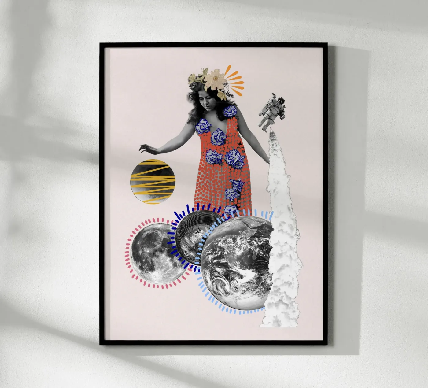 Galactic Muse / Surreal Retro Space & Floral Collage / State poster by Collage Pop Studio