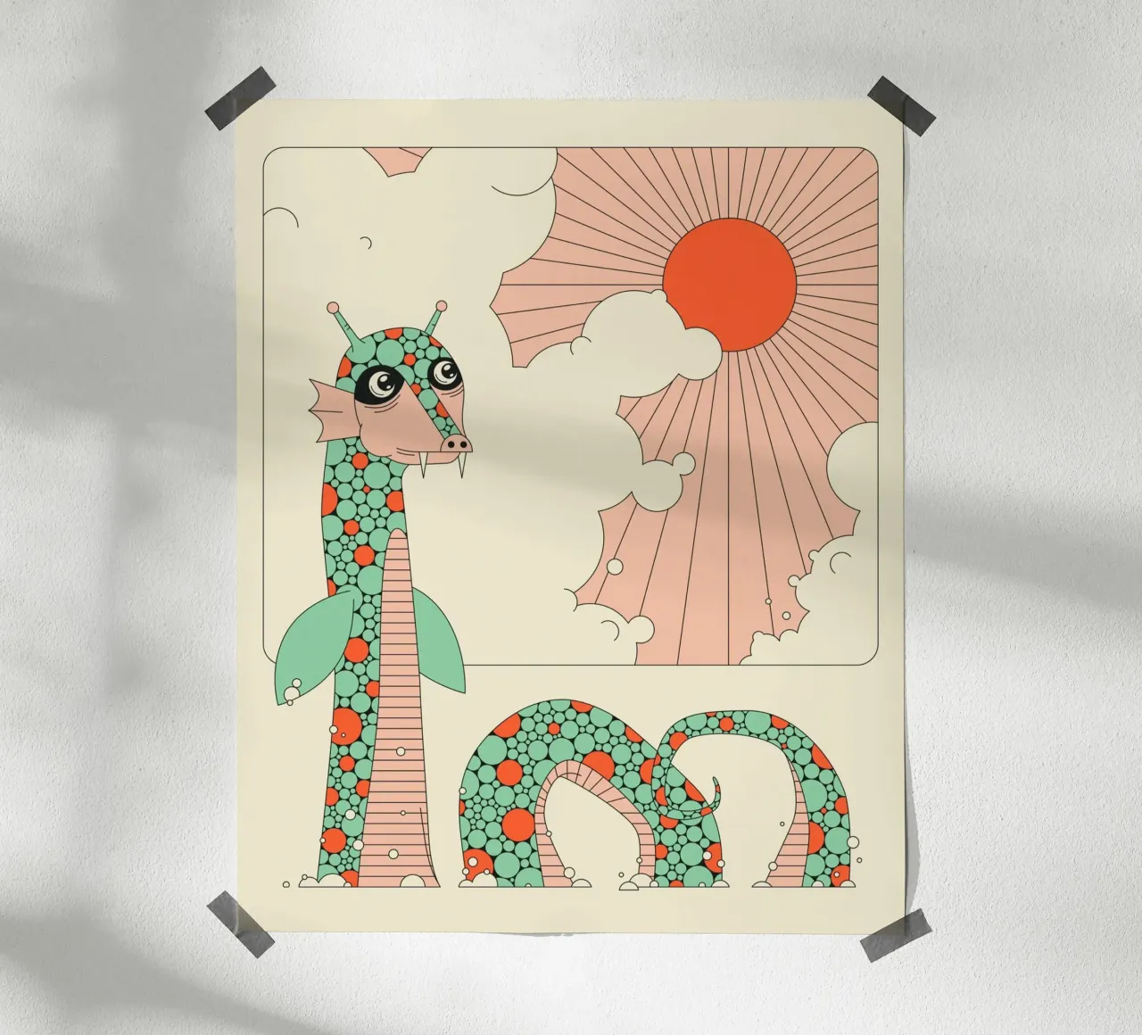 Serpente di mare poster con telaio in alluminio da Jazzberry Blue