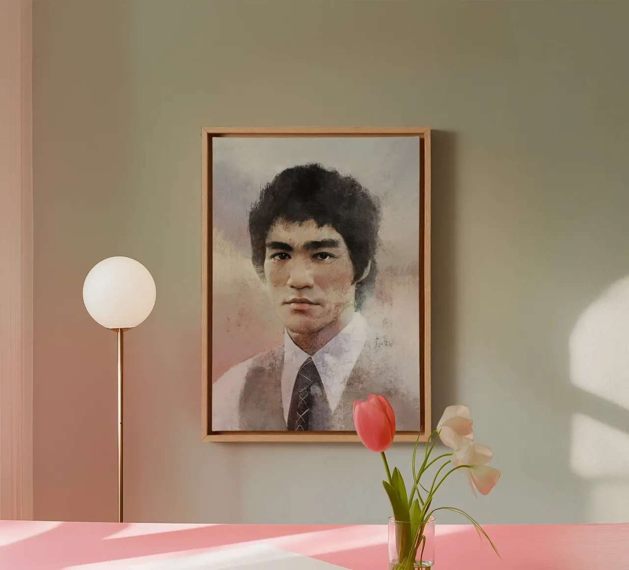 Bruce Lee 李小龍 - Guerriero dello spirito tela con Cornice a cassetta da Artascy Art