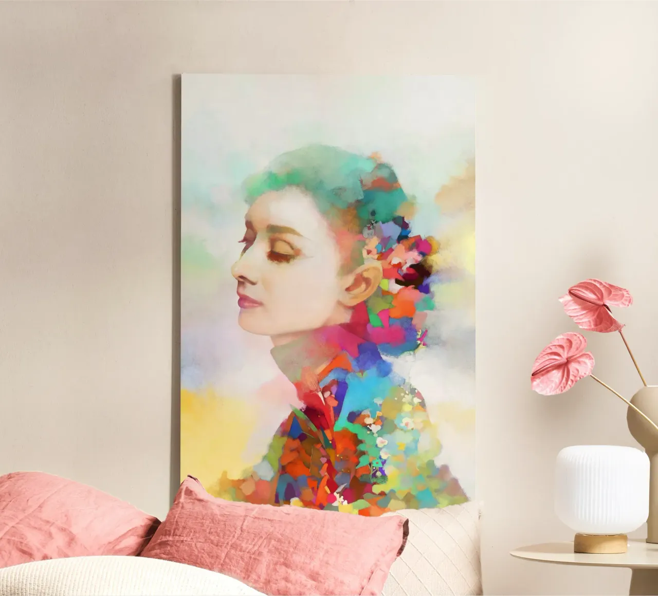 Audrey Hepburn - Timeless Elegance canvas with Floater frame by Artascy Art