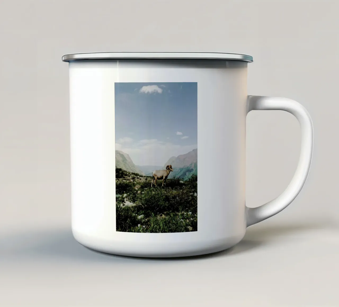 Bighorn Sheep tazza in smalto da Kevin Russ