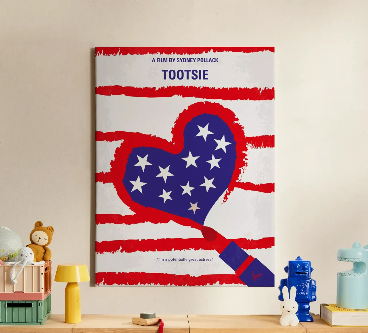 No646 My Tootsie minimal movie poster canvas met Baklijst van Chungkong