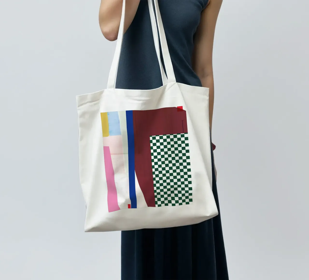 Colour 04 Check borsa in juta da Studio ROSAGRAU