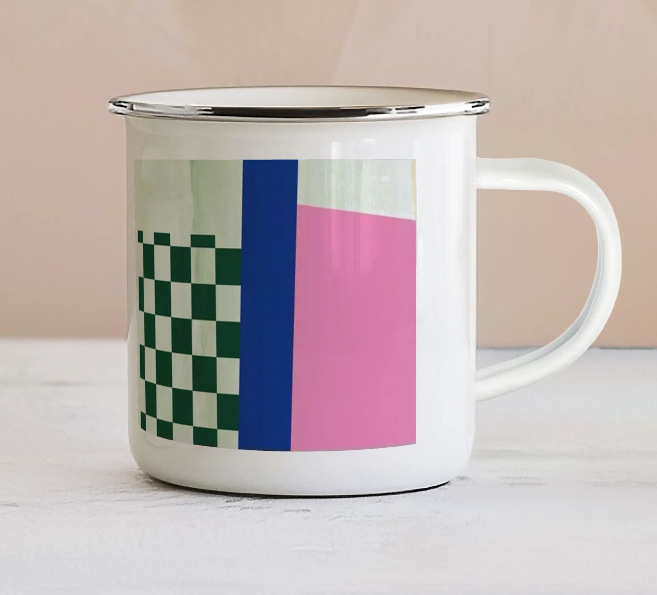 Colour 03 Check tazza in smalto da Studio ROSAGRAU