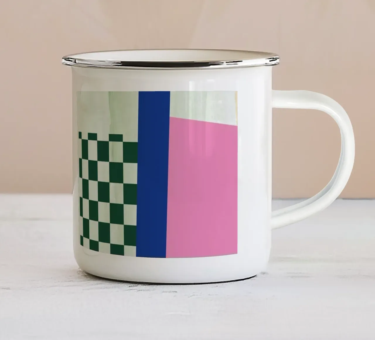 Colour 03 Check Emaille Tasse von Studio ROSAGRAU