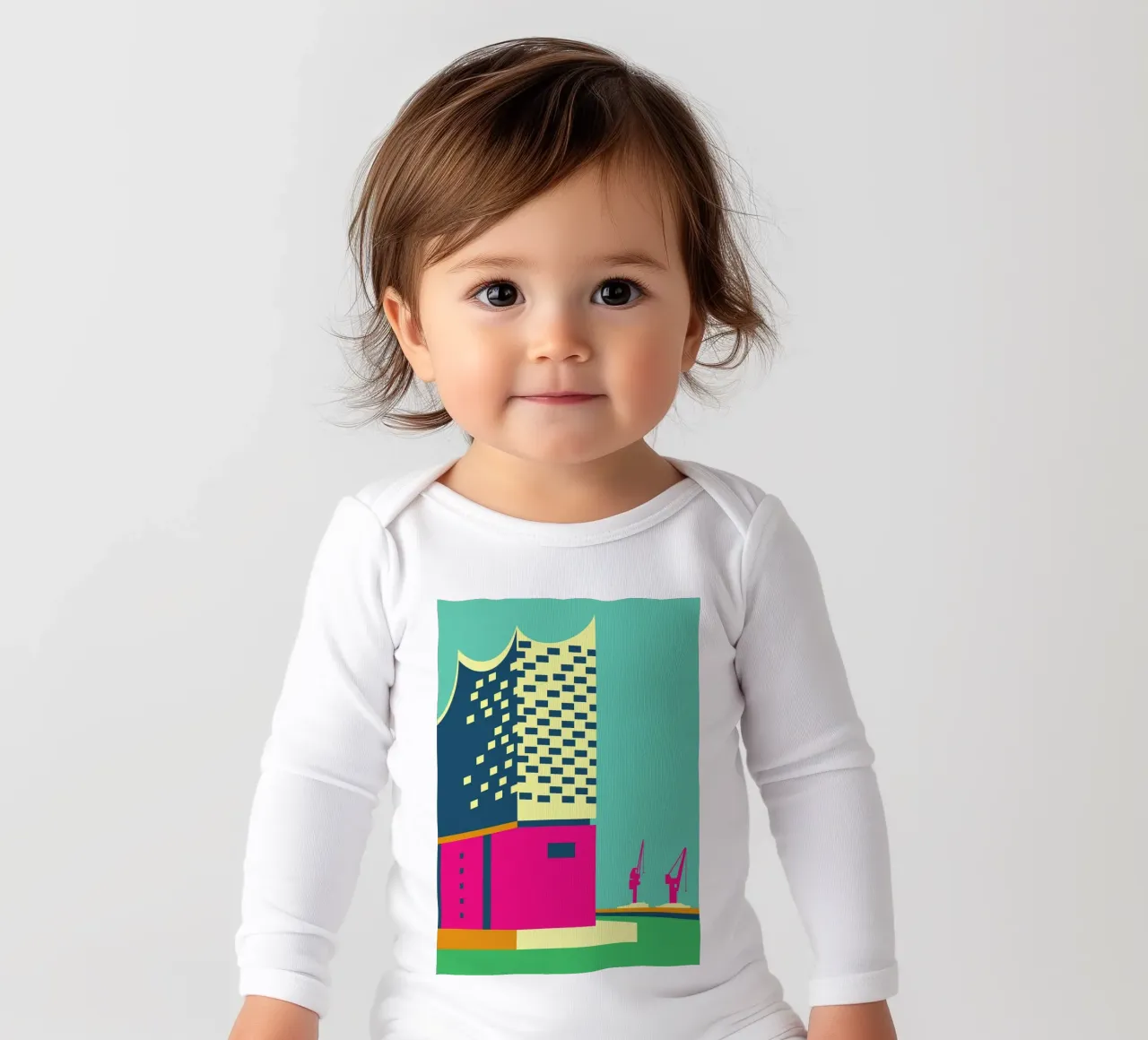Elbphilharmonie, Hamburg long-sleeve baby romper by Taimanta