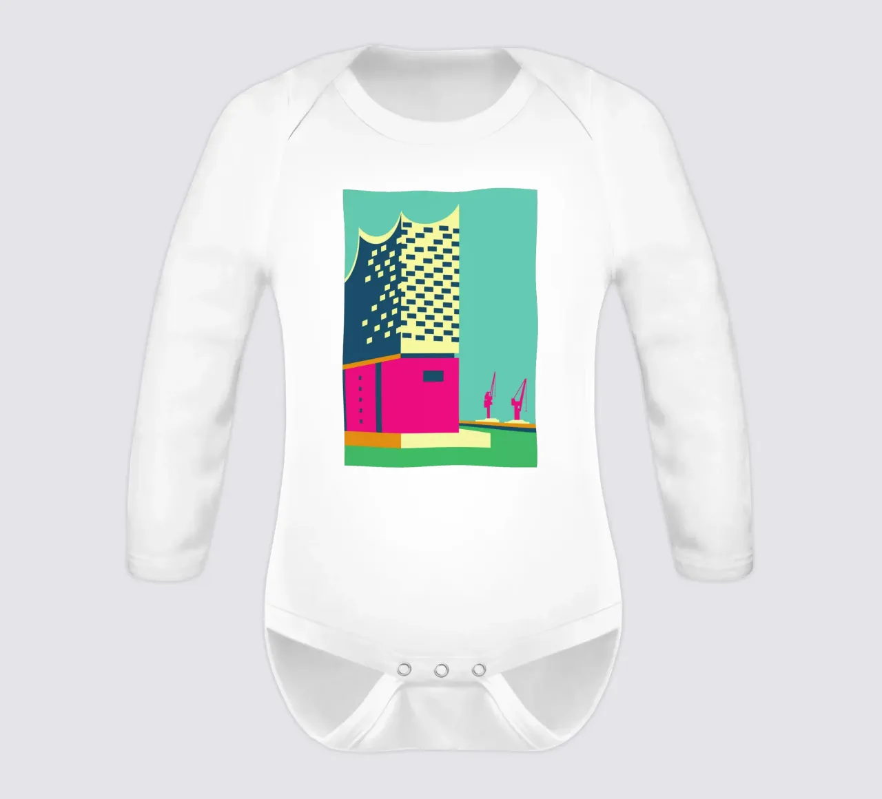 Elbphilharmonie, Hamburg long-sleeve baby romper by Taimanta