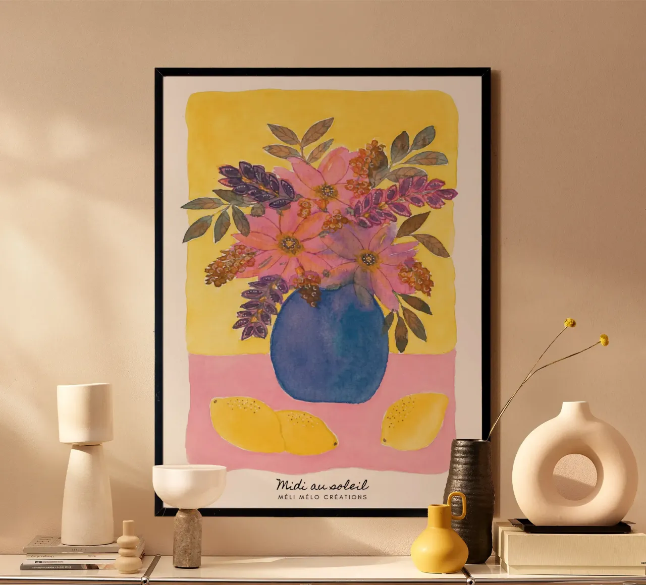 Mezzogiorno al sole poster con telaio in legno da melimelocreations