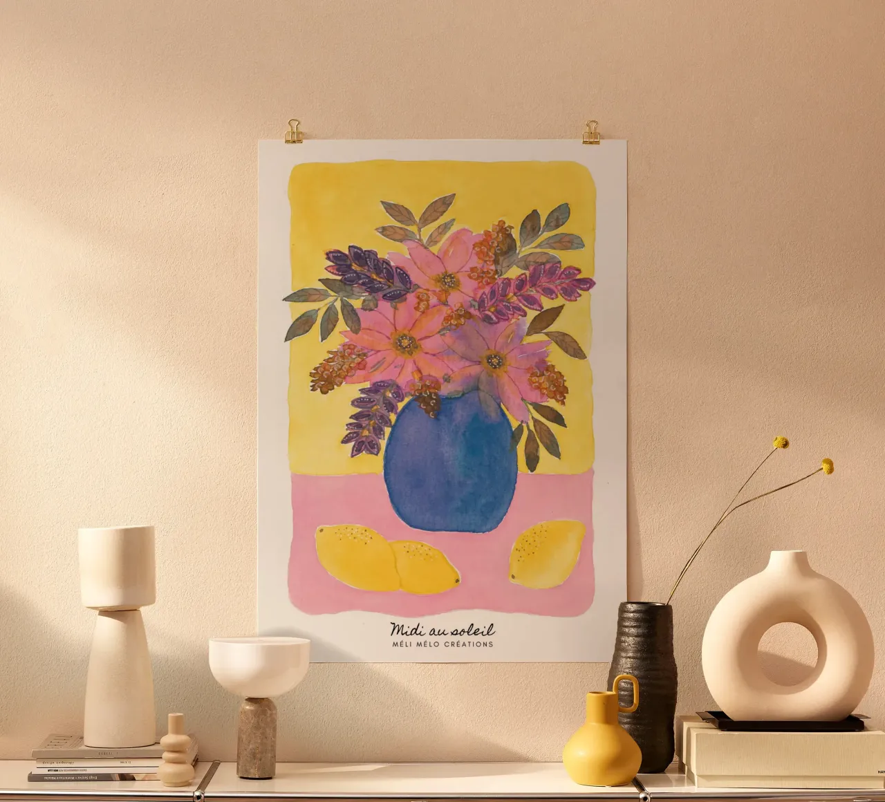 Mezzogiorno al sole poster con telaio in legno da melimelocreations