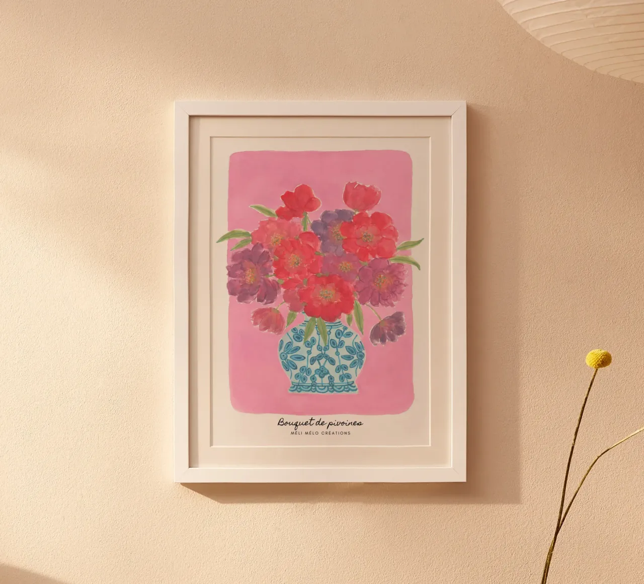 Bouquet di peonie poster con telaio in alluminio da melimelocreations