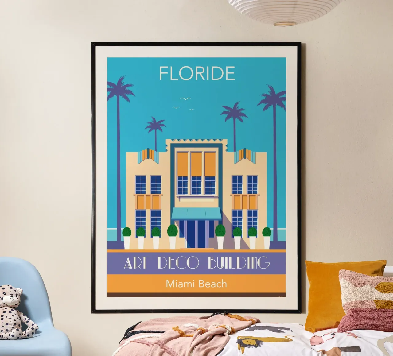 Miami Beach poster con telaio in alluminio da Raphaël Delerue