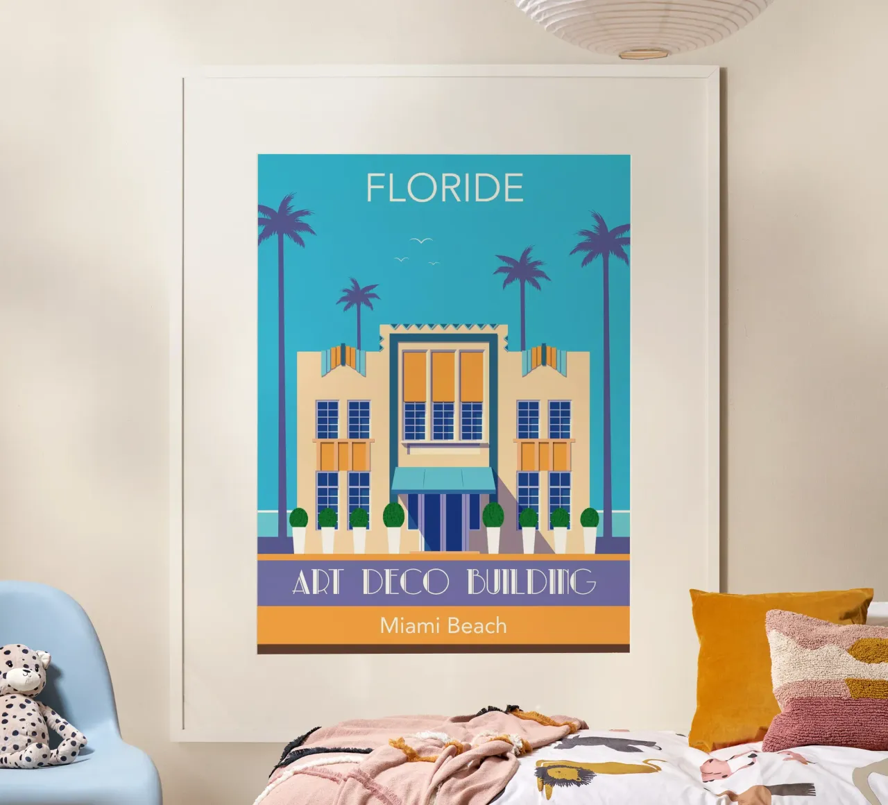 Miami Beach poster con telaio in alluminio da Raphaël Delerue