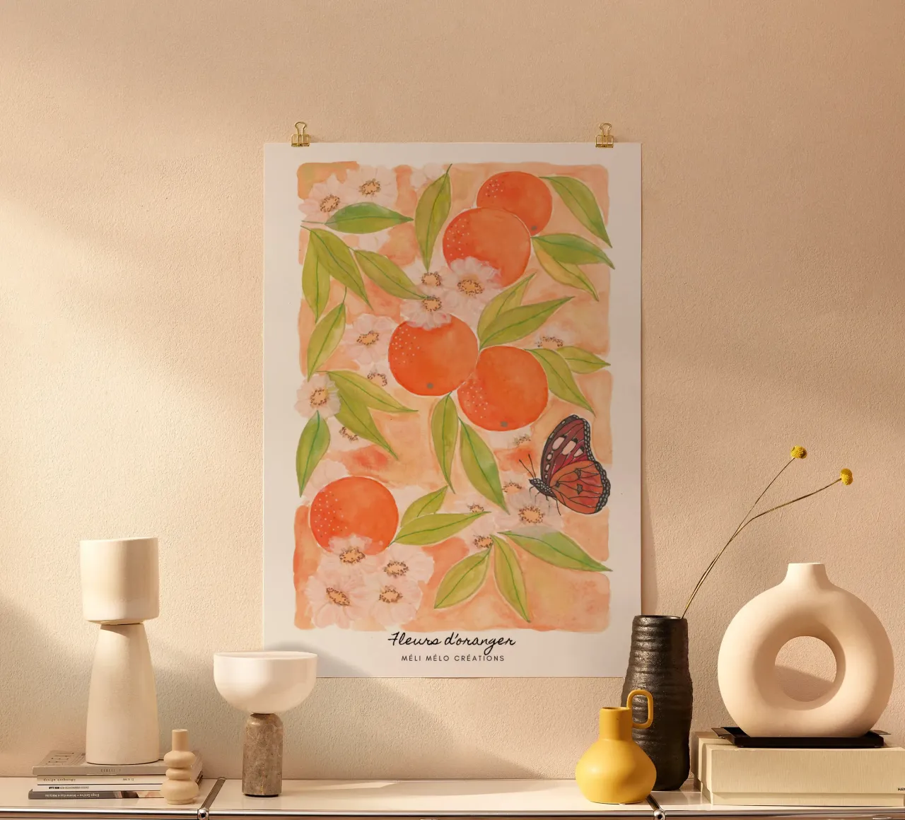 Fiori d'arancio poster con telaio in alluminio da melimelocreations