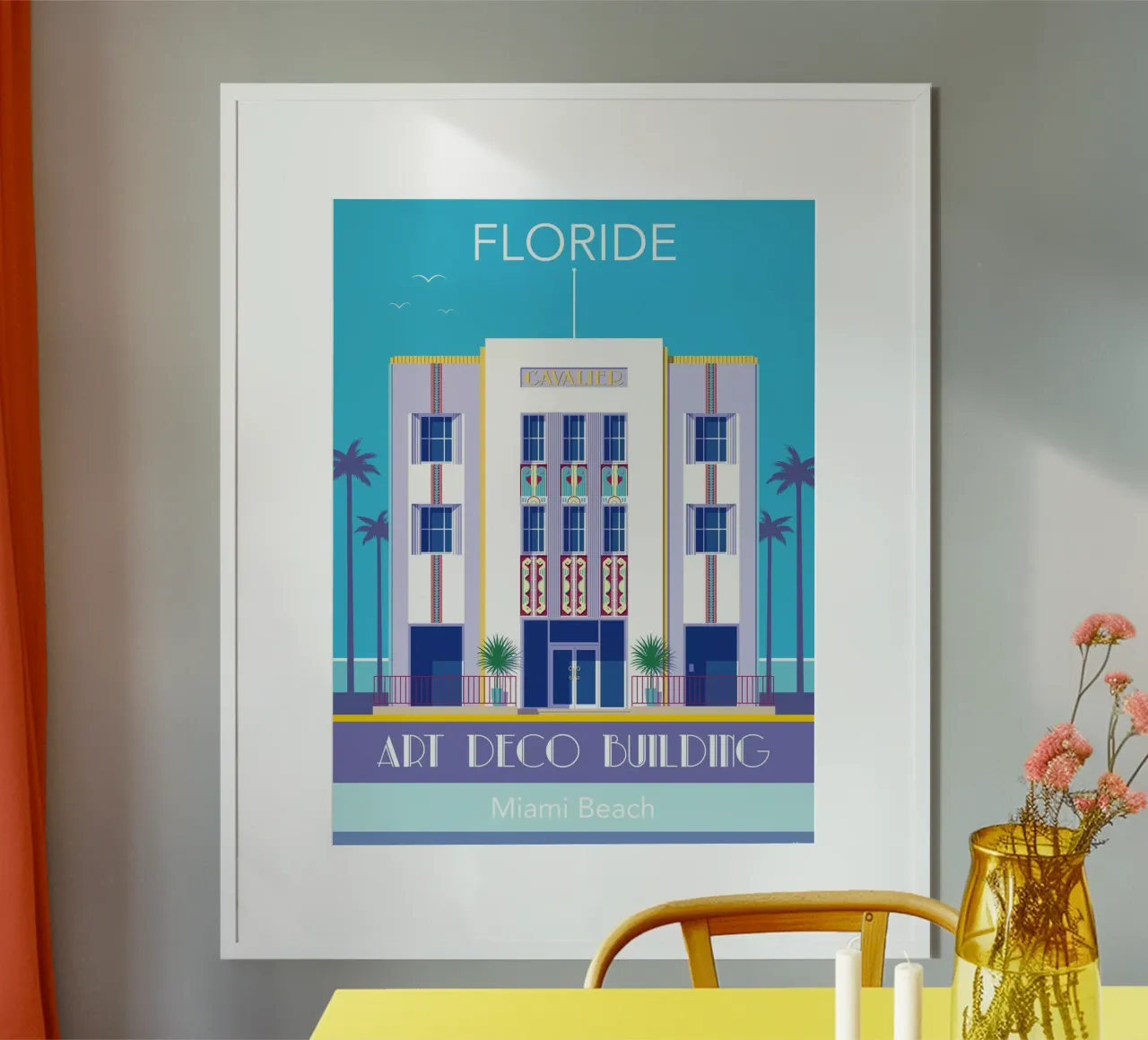 Miami Beach poster con telaio in alluminio da Raphaël Delerue