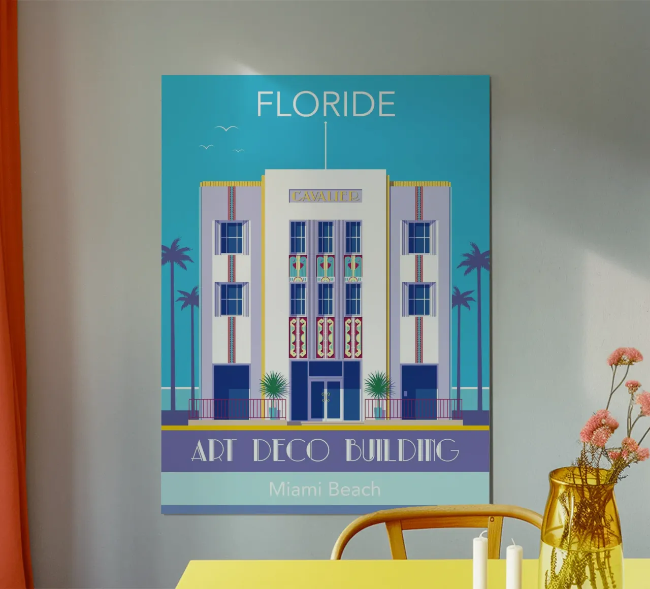 Miami Beach poster con telaio in alluminio da Raphaël Delerue