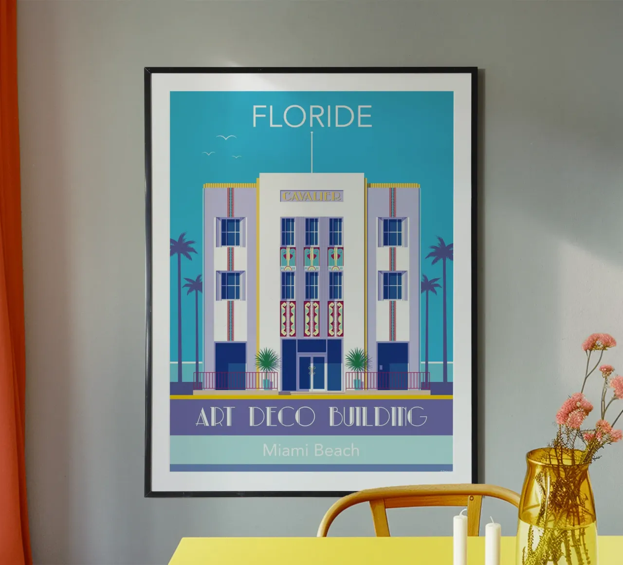 Miami Beach poster con telaio in alluminio da Raphaël Delerue