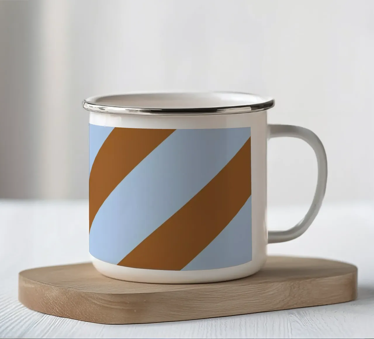 Stripes Diagonal Lightblue taza de esmalte de Studio ROSAGRAU