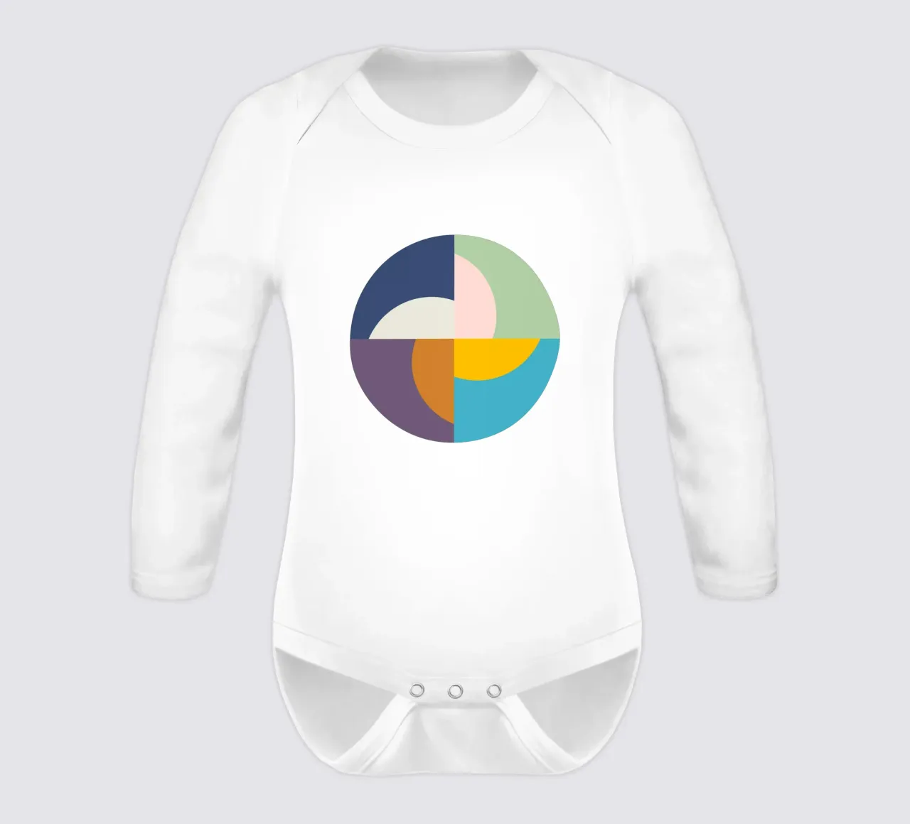 Seasons Suns | Winter Spring Summer Fall | Minimal Geometric long-sleeve baby romper by sabidussi