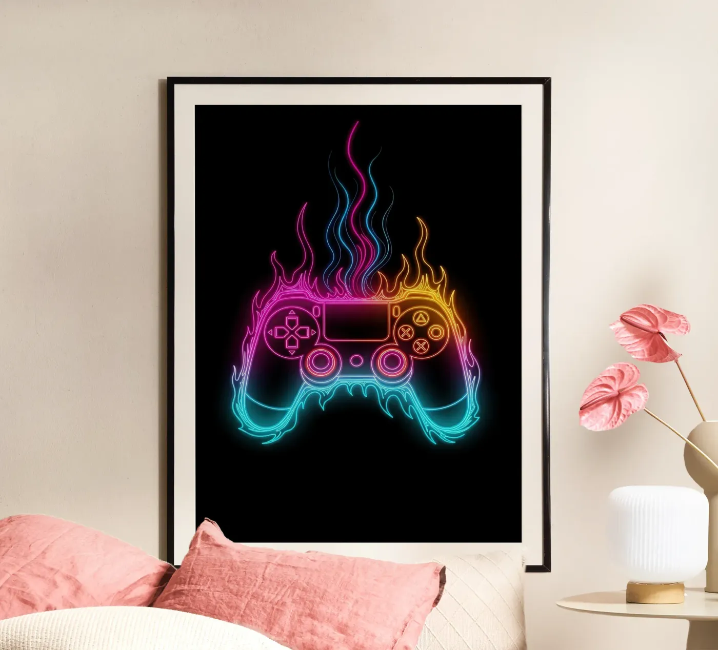 Neon Fire Controller poster by gamer only