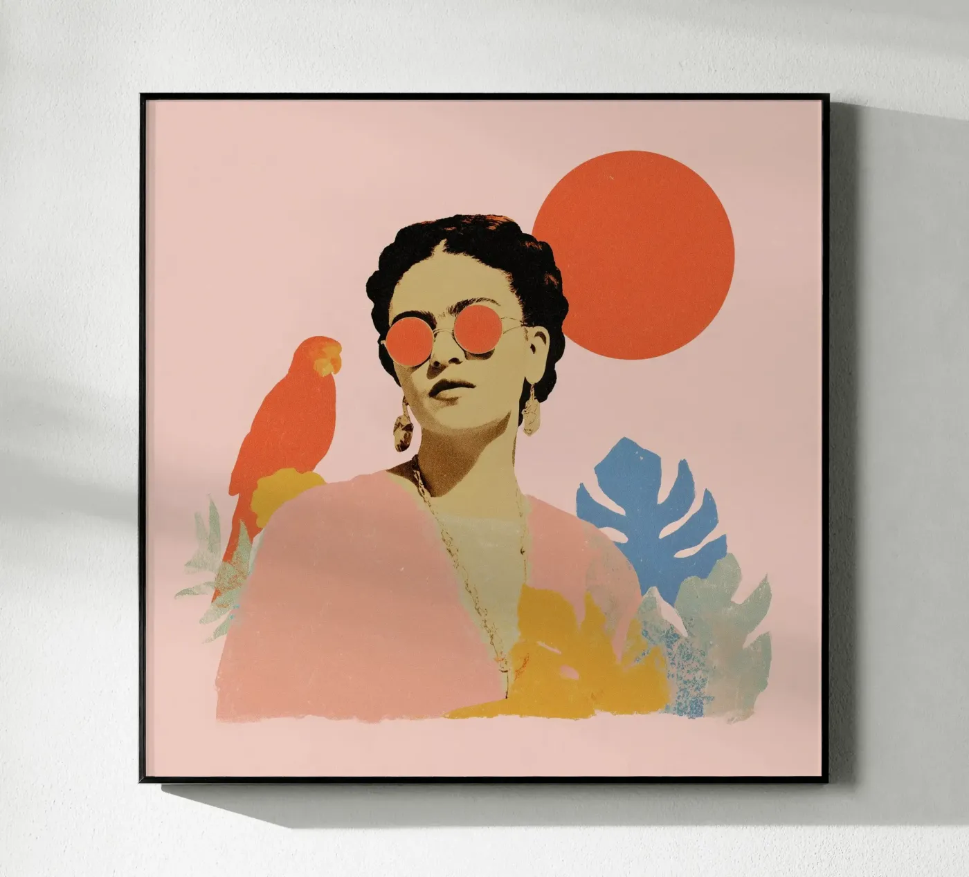 Frida Kahlo in the Tropics – Modern Portrait acryl van Studio Remiér